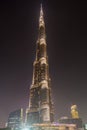 Night view of Burj Khalifa Tower, the tallest building in the world Royalty Free Stock Photo