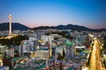 Night view of busan with busan tower in korea Royalty Free Stock Photo