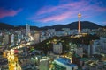 Night view of busan with busan tower in south korea Royalty Free Stock Photo