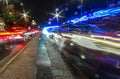 Night view of busy uk motorway highway traffic