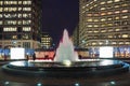 Night view of Cabot Square in Canary Wharf, London, England. Royalty Free Stock Photo