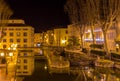 Night view of Canal de la Robine in Narbonne Royalty Free Stock Photo