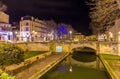 Night view of Canal de la Robine in Narbonne, France Royalty Free Stock Photo