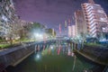 Night view of carp and Hodogaya Tenno-cho Royalty Free Stock Photo