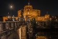 Night view of Castel Sant'Angelo on the bank of the Tiber River in Rome, Italy Royalty Free Stock Photo