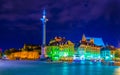 Night view of the castle square in front of the royal castle and sigismundÃÂ´s column in Warsaw, Poland....IMAGE