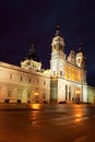 A night view of cathedral of the Almudena, Madrid Royalty Free Stock Photo