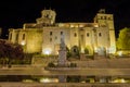 Night view of the Gothic Cathedral of the Assumption of Our Lady in Santander, Spain Royalty Free Stock Photo