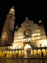 Night view of the Cathedral and the Bell Tower of Cremona, ITALY Royalty Free Stock Photo