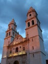 Night view of the Cathedral of Campeche, Mexico