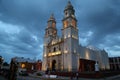 Night view of the Cathedral of Campeche, Mexico