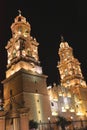 Night view of the cathedral of morelia in michoacan, mexico XIII Royalty Free Stock Photo