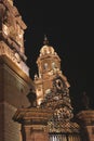 Night view of the cathedral of morelia in michoacan, mexico XVIII Royalty Free Stock Photo