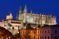 Night view of the Cathedral of Palma Mallorca Royalty Free Stock Photo