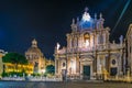 Night view of the cathedral of saint agatha and badia Agatha church in Catania, Sicily, Italy Royalty Free Stock Photo