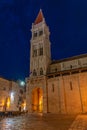 Night view of the cathedral of Saint Lawrence in Trogir, Croatia Royalty Free Stock Photo