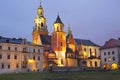 Night view of the cathedral of St Stanislaw and St Vaclav and Royal Castle on the Wawel Hill, Royalty Free Stock Photo