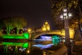 Night view of the church of Metekhi and a statue Vakhtang Gorgasali over the river