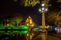 Night view of the church of Metekhi and a statue Vakhtang Gorgasali over the river