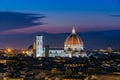 Night view of Cattedrale di Santa Maria del Fiore Florence Cathedral Royalty Free Stock Photo
