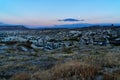 Night view of cave houses and rock formations. Goreme. Cappadocia. Turkey Royalty Free Stock Photo