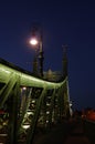 Night view of Chain bridge on Danube river in Budapest city. Hungary. Royalty Free Stock Photo