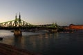 Night view of Chain bridge on Danube river in Budapest city. Hungary. Royalty Free Stock Photo