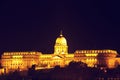 Night view of Chain bridge and royal palace in Budapest, Hungary Royalty Free Stock Photo