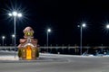 Night view of the chapel on the pier, on the seashore Royalty Free Stock Photo