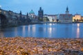 Night view of Charles Bridge in Prague Royalty Free Stock Photo
