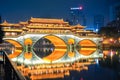 Night view of chengdu anshun bridge Royalty Free Stock Photo