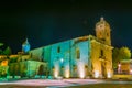 Night view of the Chiesa di san Vincenzo Ferreri in Ragusa, Sicily, Italy