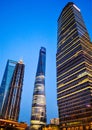 Night View of China Shanghai Skyscrapers in Pudong District