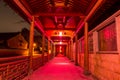 Night view of Chinese traditional corridor of Putuoshan mountains, Zhoushan Islands,  a renowned site in Chinese bodhimanda of Royalty Free Stock Photo