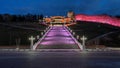 Night view of Chkalov ladder in the centre of Nizhny Novgorod.