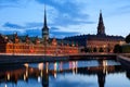 Night view on Christiansborg Palace in Copenhagen