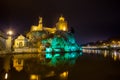 Night view of the church of Metekhi and a statue Vakhtang Gorgas