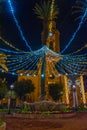 Night view of church of Nuestra Senora de la Pena de Francia at Puerto de la Cruz, Tenerife, Canary islands, Spain