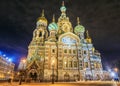 night view Church of the Savior on Spilled Blood in St. Petersburg winter view Royalty Free Stock Photo