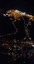 Night city from airplane illuminator