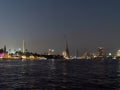 Night view of the city of Cairo form a boat on the Nile River , Egypt Royalty Free Stock Photo
