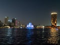 Night view of the city of Cairo form a boat on the Nile River , Egypt Royalty Free Stock Photo