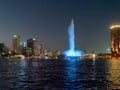 Night view of the city of Cairo form a boat on the Nile River , Egypt Royalty Free Stock Photo