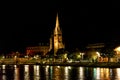 A night view of city centre of Inverness with Free Church of Scotland Royalty Free Stock Photo