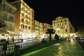 Night view of the city of Corfu adjacent to the Spianada Square