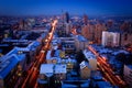 Night view of the city of Donetsk from a great height Royalty Free Stock Photo