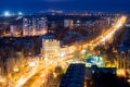 Night view of the city of Donetsk from a great height