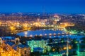 Night view of the city of Donetsk from a great height