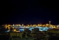 Night view of the city of Genoa, Italy/ Genoa landscape/ Genoa Skyline/ port/ lighthouse/ night/ lights Royalty Free Stock Photo