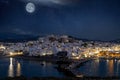 Night view of the the city of Naxos island, Cyclades